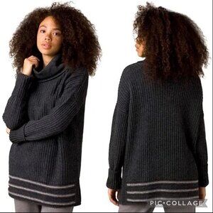 Prana Sweater Womens Size S Gray Wool Blend Funen Loop Funnel Neck Loop Cozy NWT